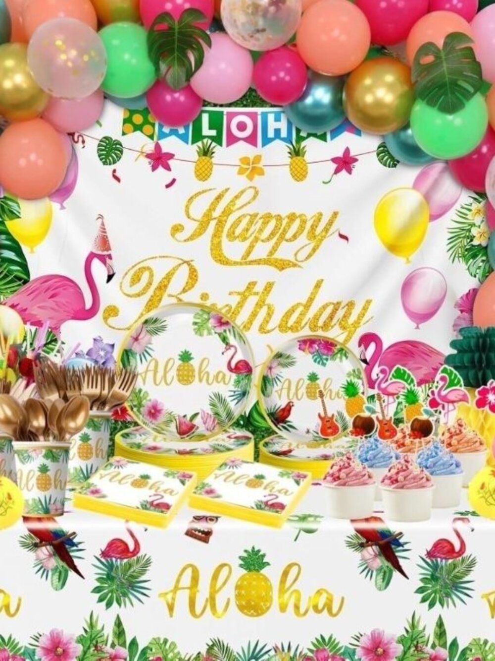 Hawaiian Party Decorations Kit Luau Hawaii 325 pieces Birthday NIB 25 Guest